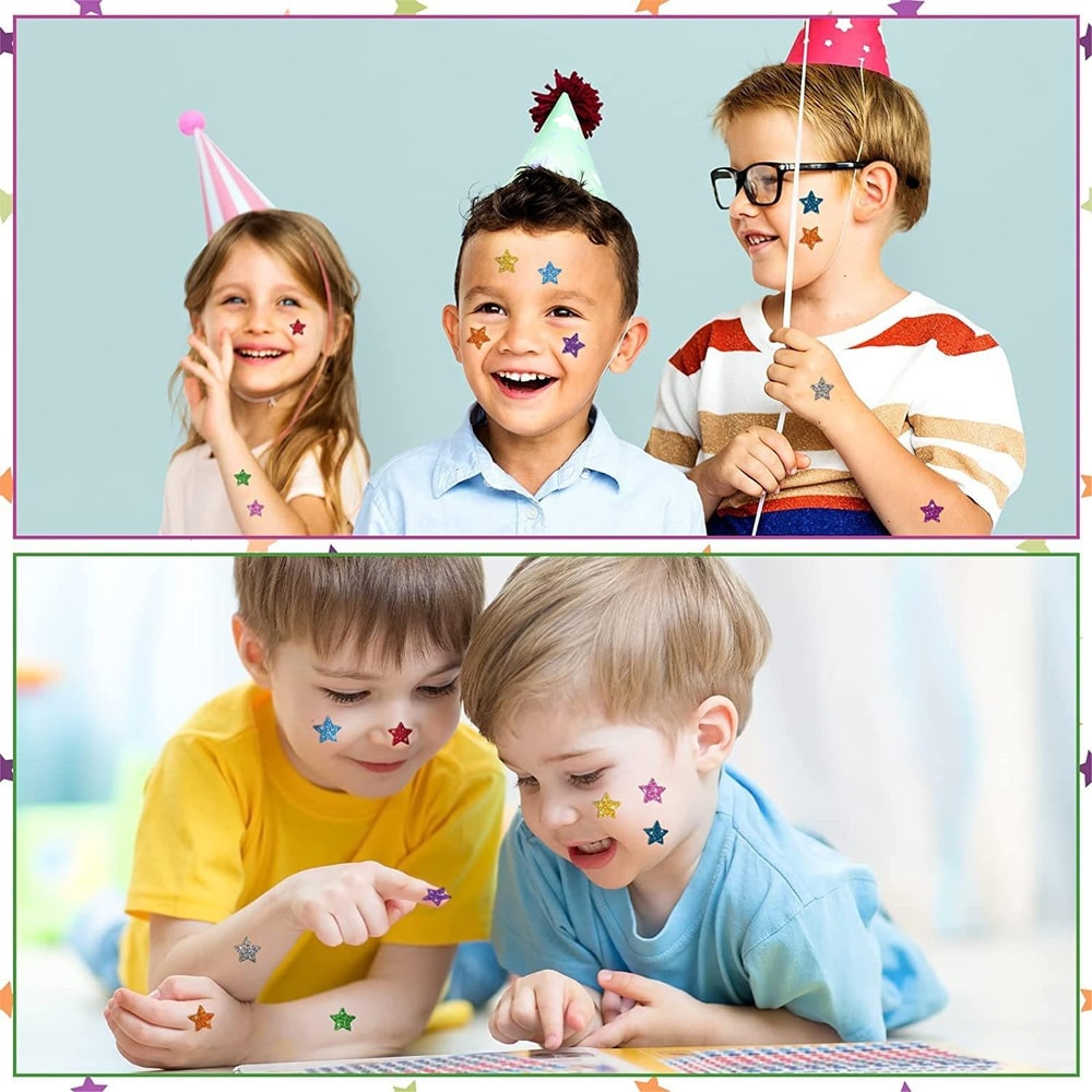 1500pcs Colorful Glitter Star Stickers for Crafts & Party Decor