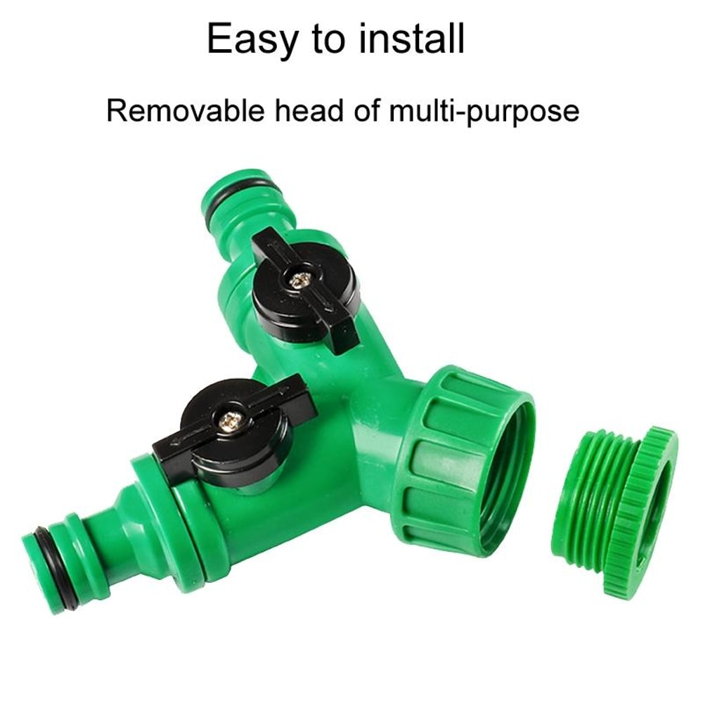 Heavy Duty Garden Hose Splitter With Quick Connect Hose Valve And Dual Shut Off Control 4