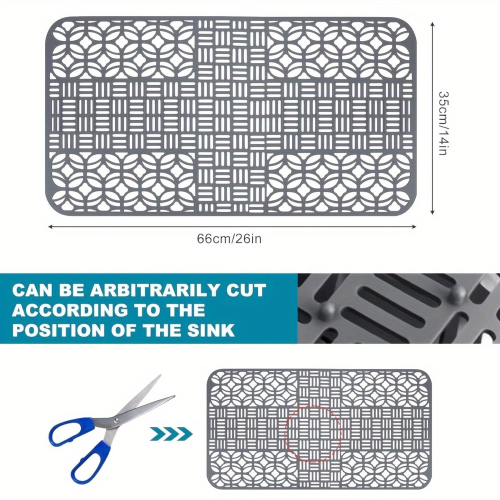 Premium Cuttable Silicone Sink Mat Dish Drainer Pad For Kitchen Cabinets 3