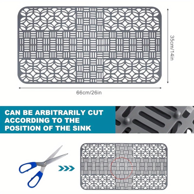 Premium Cuttable Silicone Sink Mat Dish Drainer Pad For Kitchen Cabinets 3