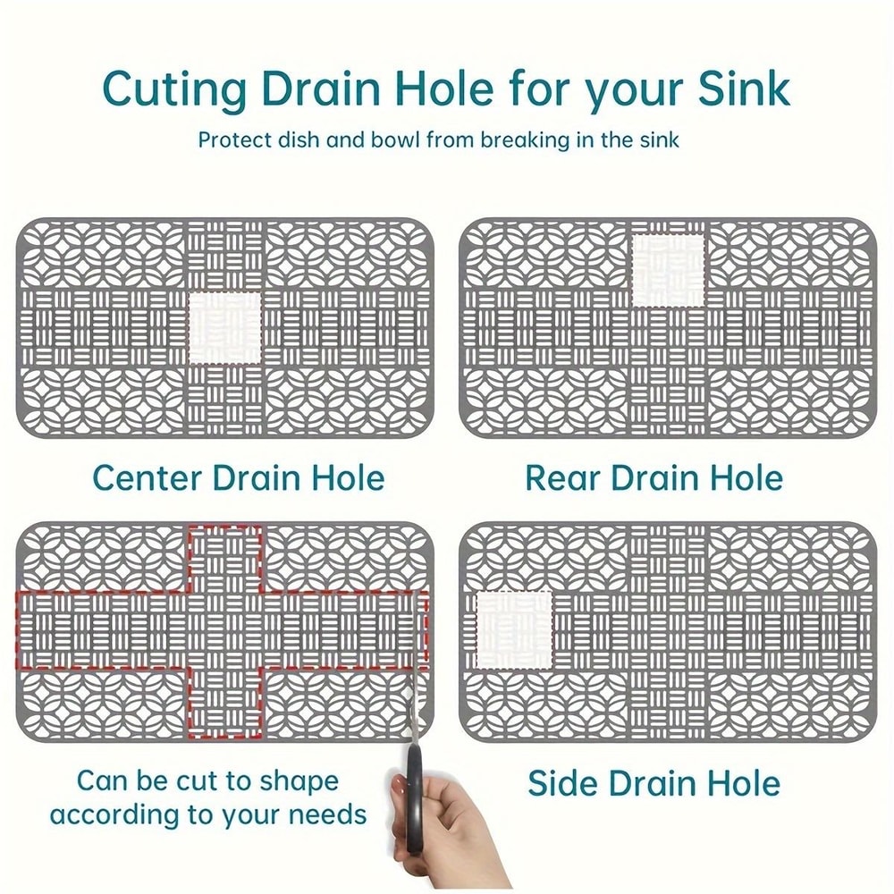 Premium Cuttable Silicone Sink Mat Dish Drainer Pad For Kitchen Cabinets 7