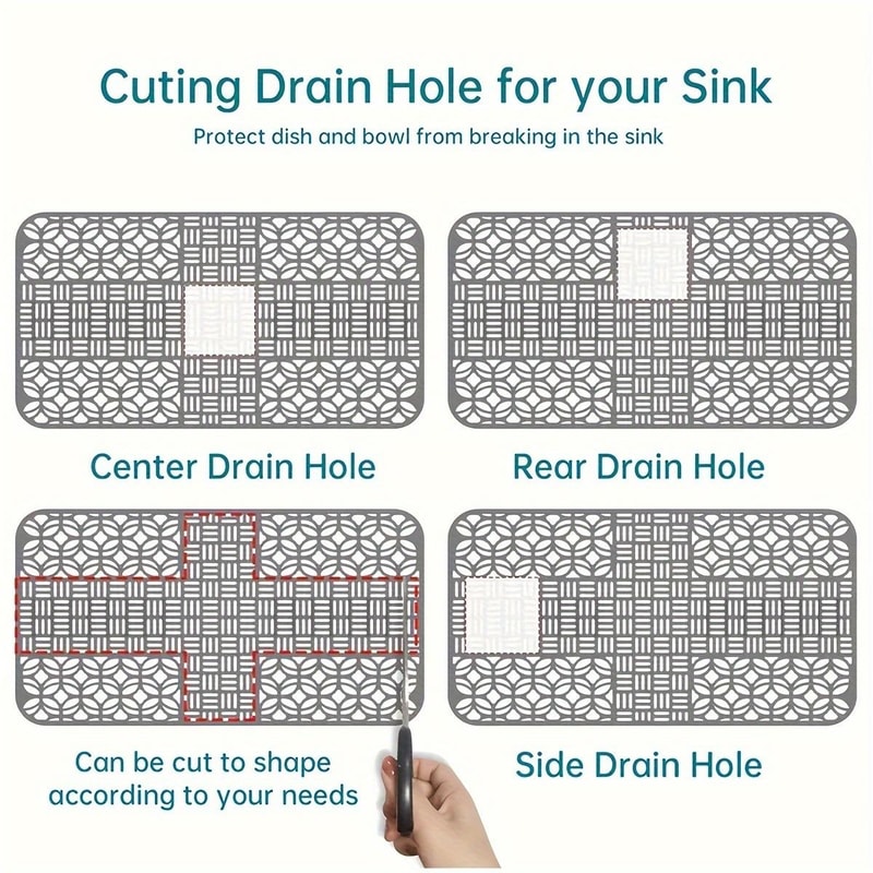 Premium Cuttable Silicone Sink Mat Dish Drainer Pad For Kitchen Cabinets 7