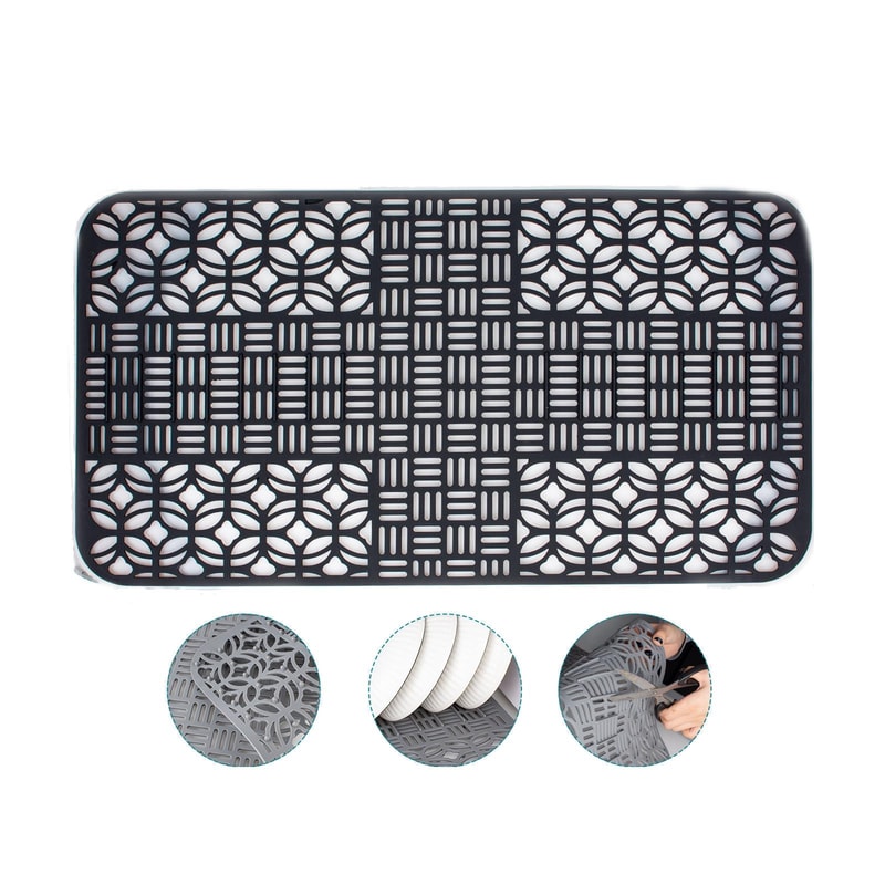 Premium Cuttable Silicone Sink Mat Dish Drainer Pad For Kitchen Cabinets 9