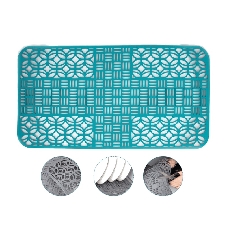 Premium Cuttable Silicone Sink Mat Dish Drainer Pad For Kitchen Cabinets 10
