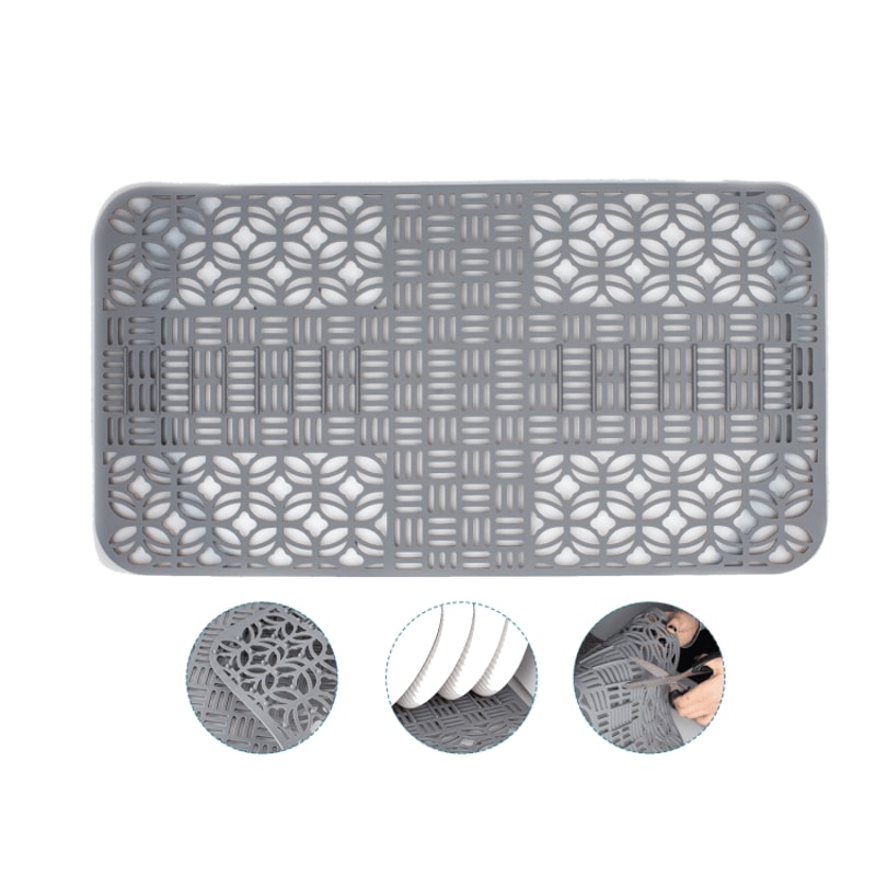 Premium Cuttable Silicone Sink Mat Dish Drainer Pad For Kitchen Cabinets 9