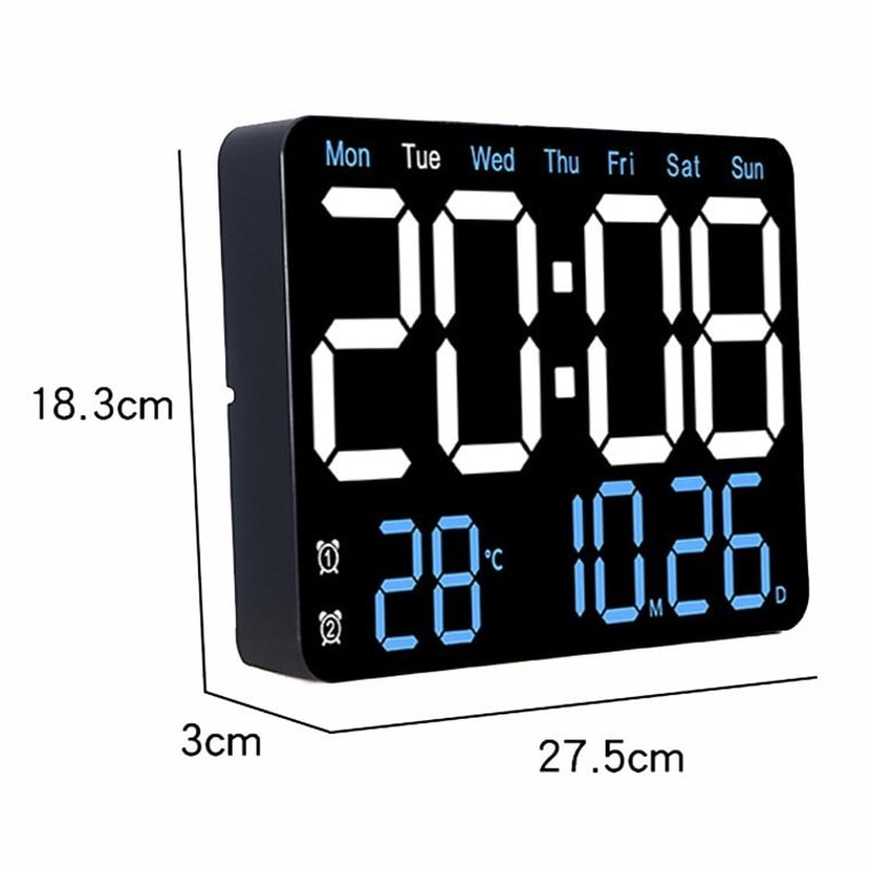 Smart LED Digital Wall Clock With Temperature Display Auto Dimming Silent Alarm 2