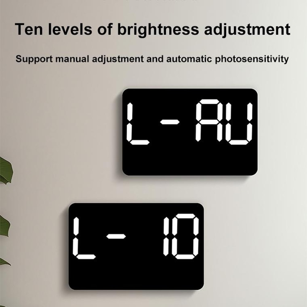 Smart LED Digital Wall Clock With Temperature Display Auto Dimming Silent Alarm 3