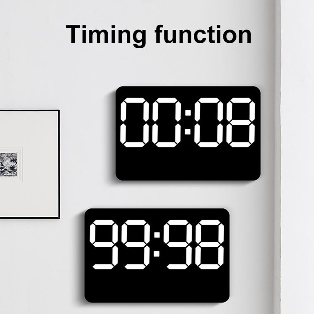 Smart LED Digital Wall Clock With Temperature Display Auto Dimming Silent Alarm 4