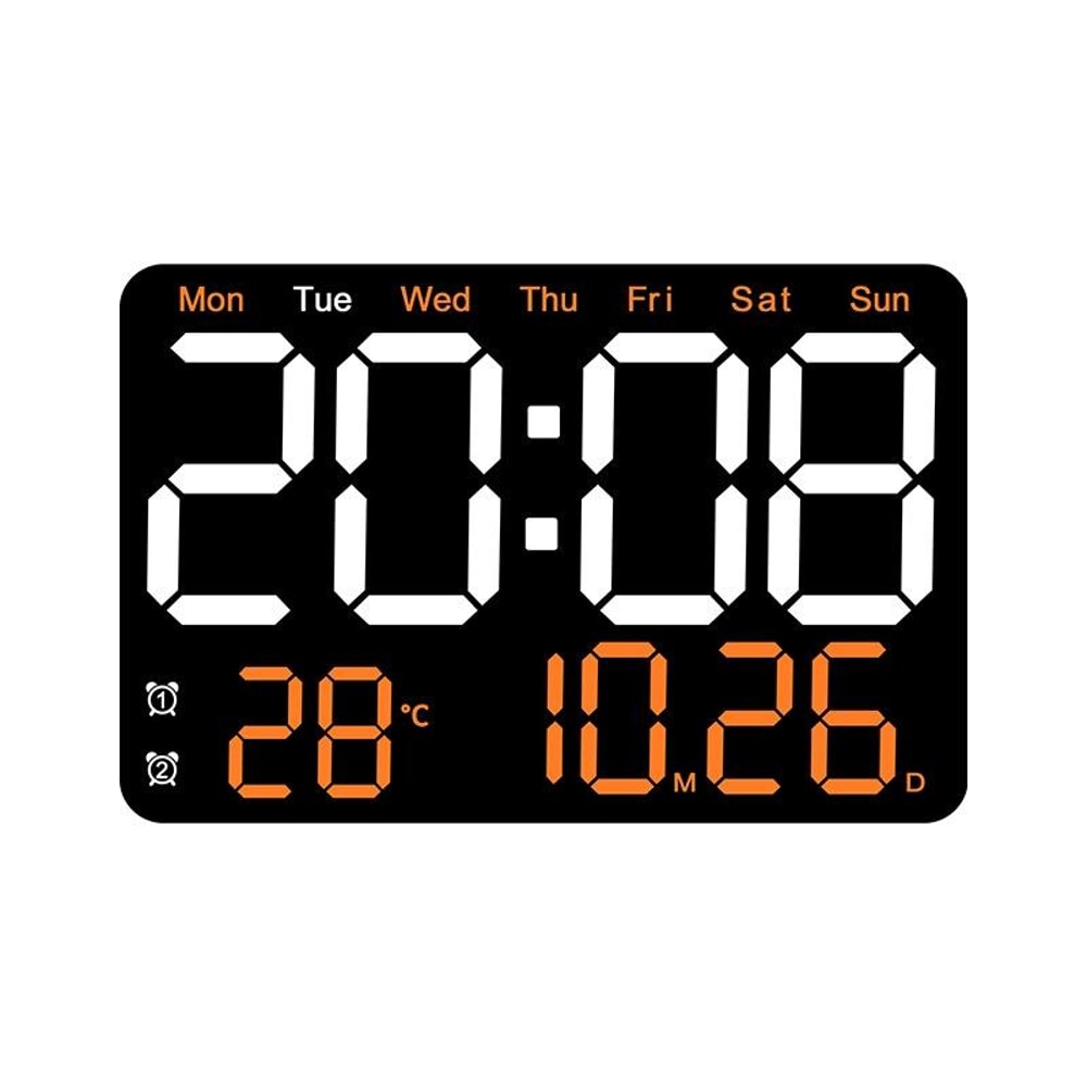 Smart LED Digital Wall Clock With Temperature Display Auto Dimming Silent Alarm 11