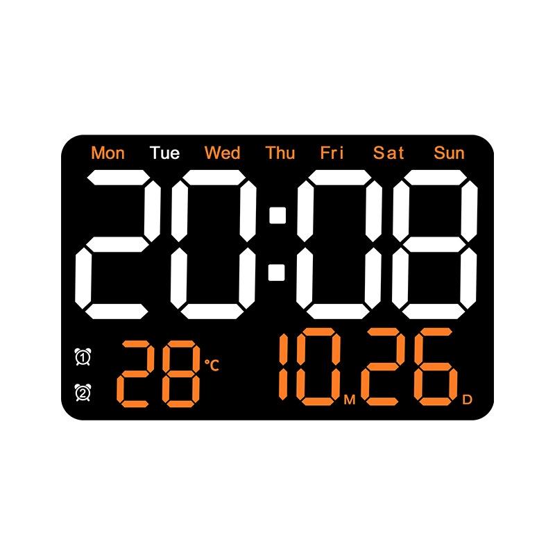 Smart LED Digital Wall Clock With Temperature Display Auto Dimming Silent Alarm 11