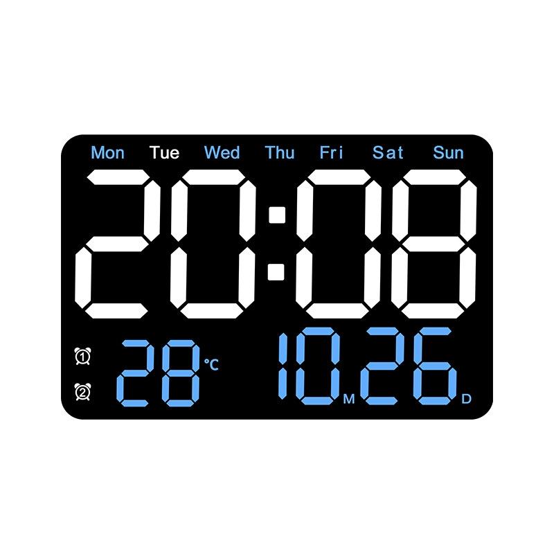 Smart LED Digital Wall Clock With Temperature Display Auto Dimming Silent Alarm 9