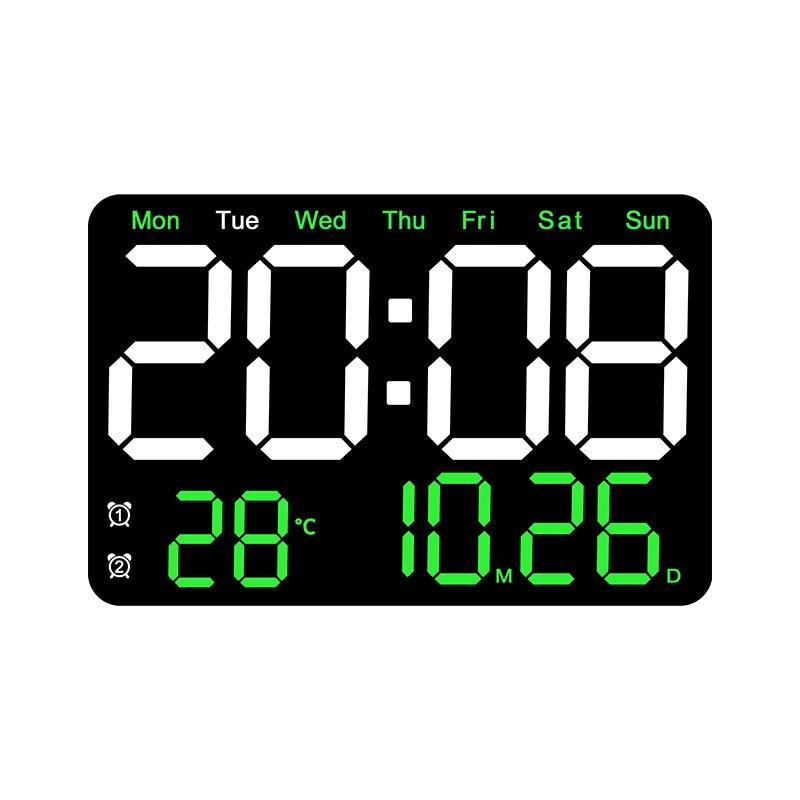 Smart LED Digital Wall Clock With Temperature Display Auto Dimming Silent Alarm 10