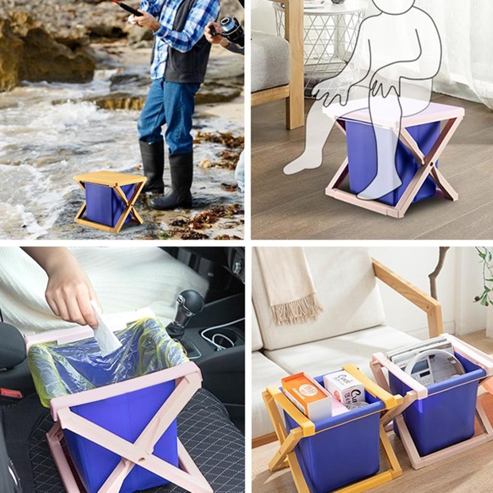 Portable Folding Camping Toilet With Lid Travel Emergency Toilet Seat Storage Bucket 4