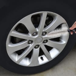 portable wheel cleaning brush for car tires, rims & motorcycle hubs