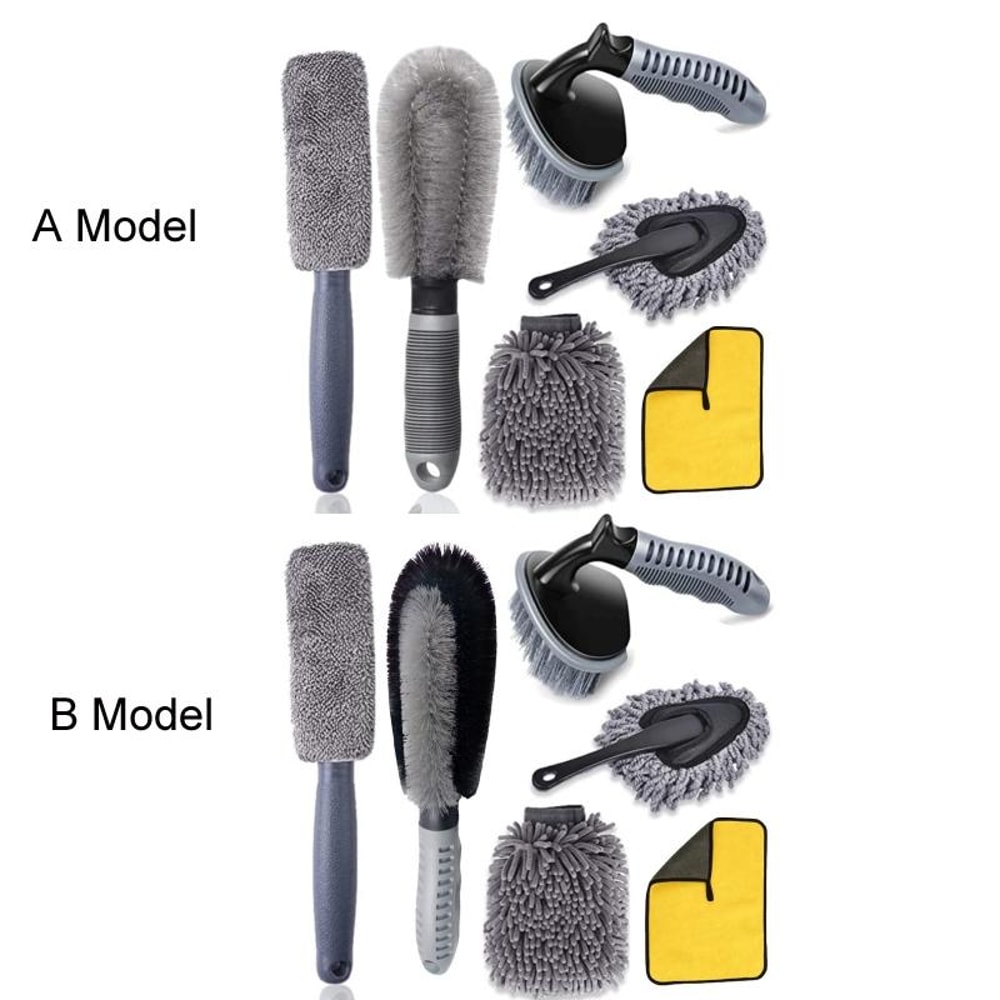 Premium Car Cleaning Brush Set With Tire Scrub Gloves For Wheels Dashboard Interior Detailing 1