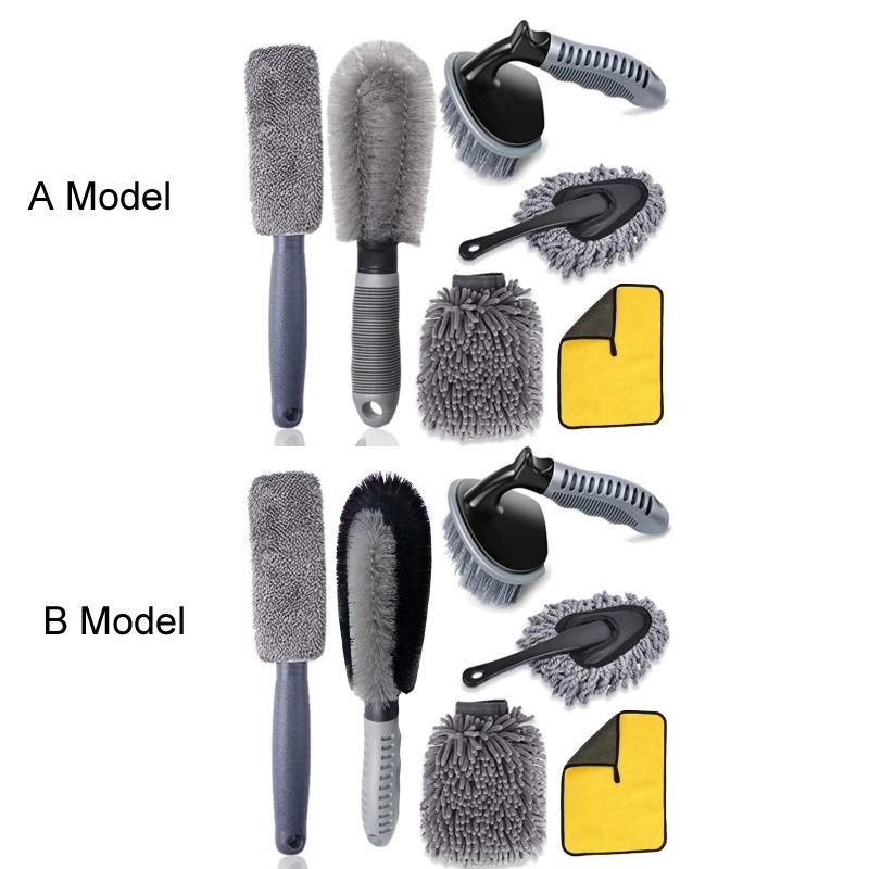Premium Car Cleaning Brush Set With Tire Scrub Gloves For Wheels Dashboard Interior Detailing 1