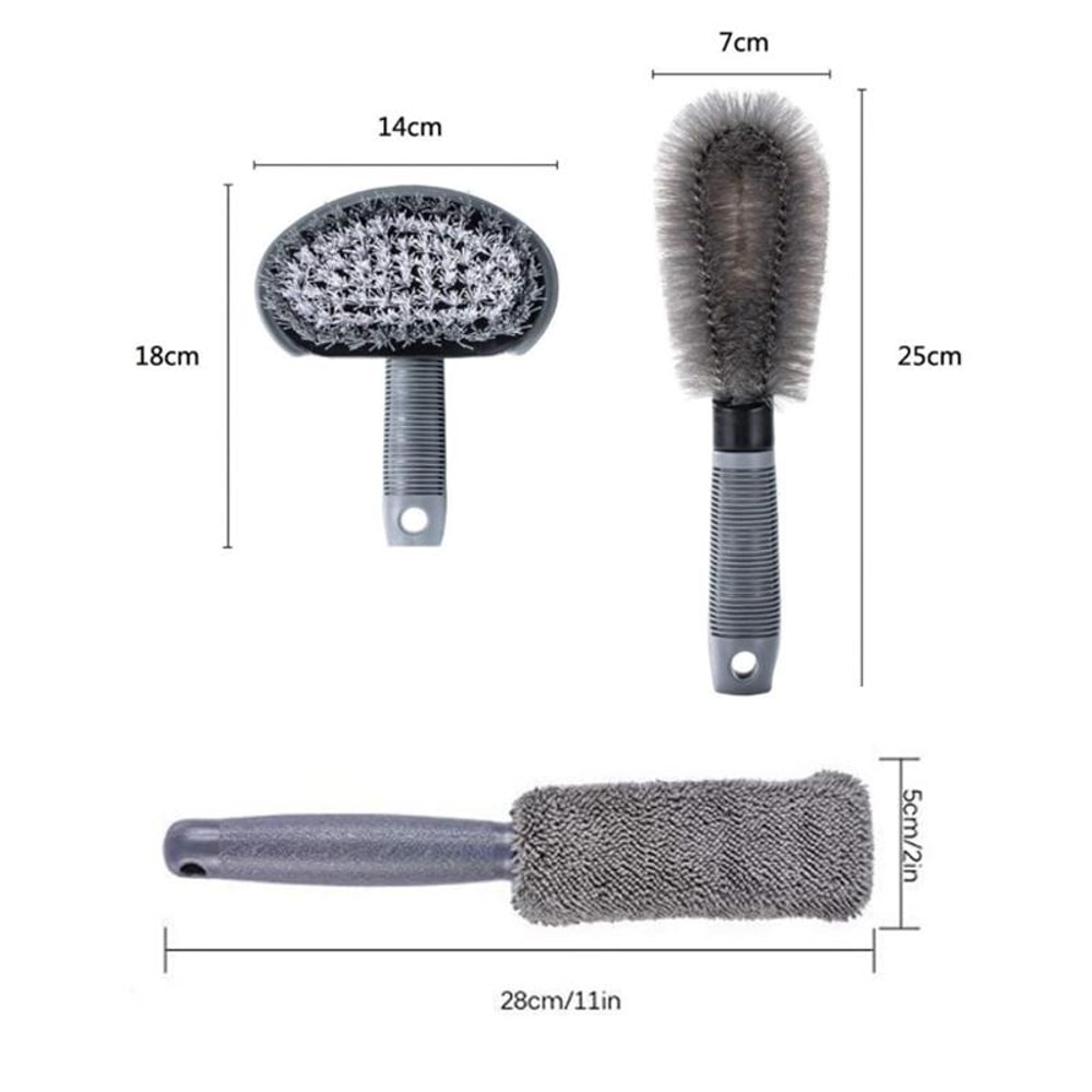 Premium Car Cleaning Brush Set With Tire Scrub Gloves For Wheels Dashboard Interior Detailing 2