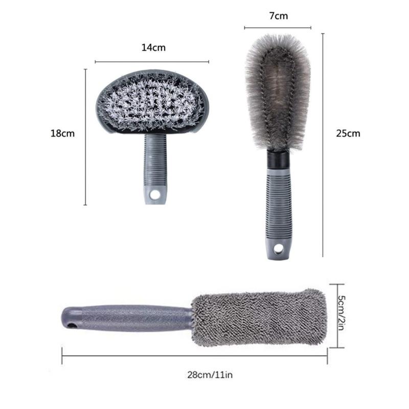 Premium Car Cleaning Brush Set With Tire Scrub Gloves For Wheels Dashboard Interior Detailing 2