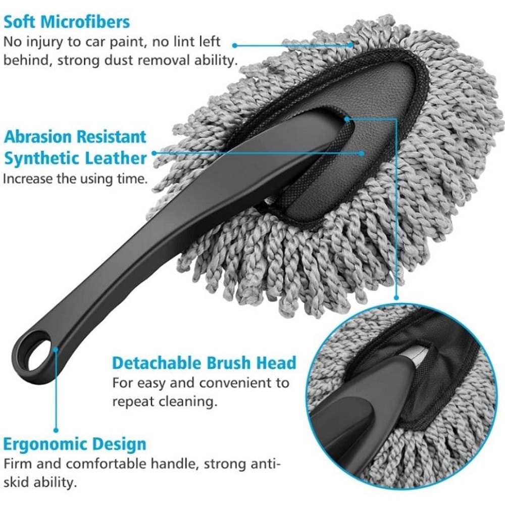 Premium Car Cleaning Brush Set With Tire Scrub Gloves For Wheels Dashboard Interior Detailing 3