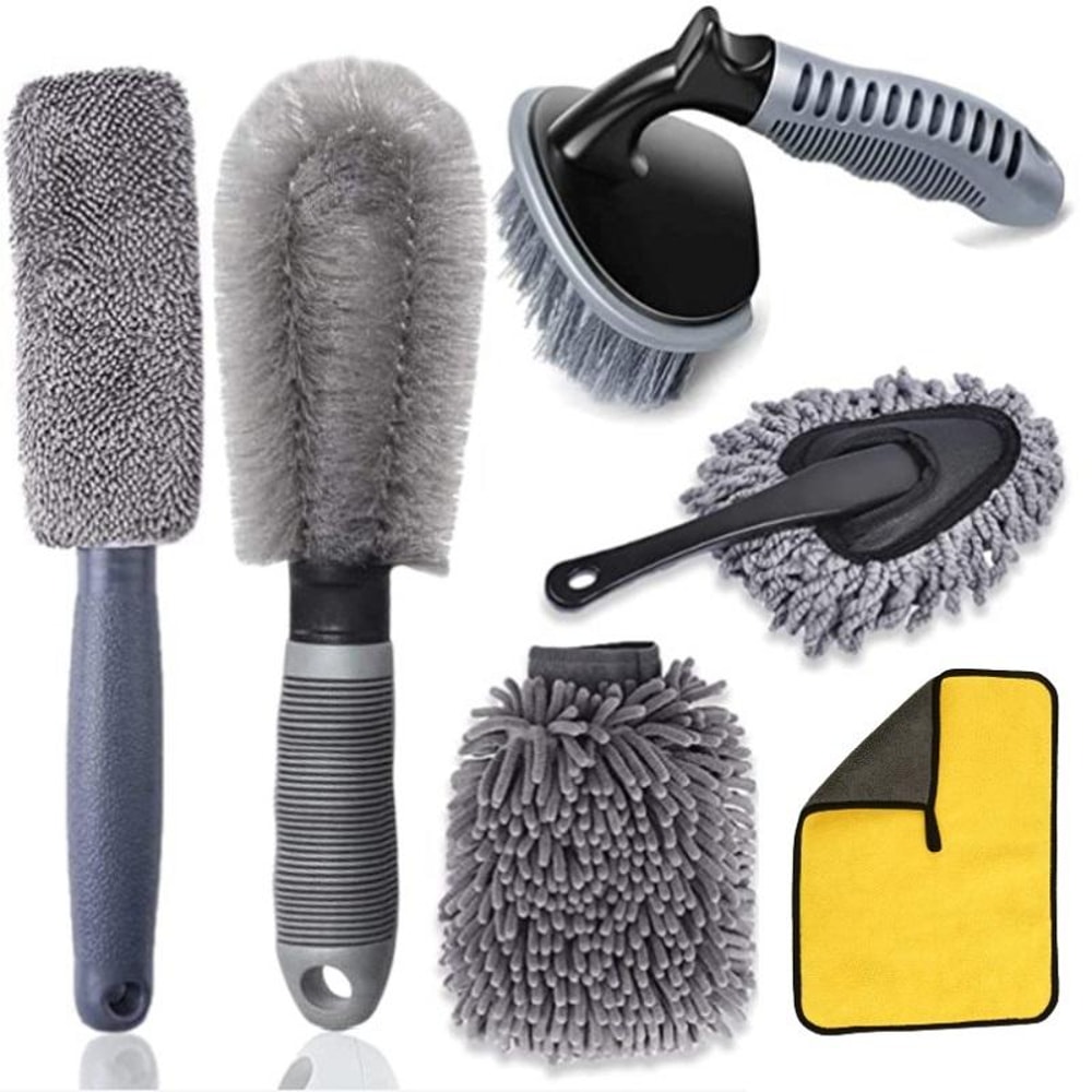Premium Car Cleaning Brush Set With Tire Scrub Gloves For Wheels Dashboard Interior Detailing 5