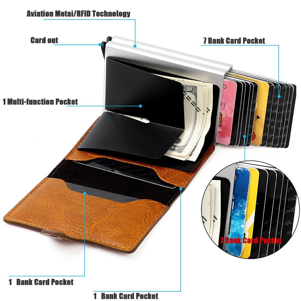 Crazy Horse RFID Aluminum Wallet Card Holder For Men And Women 6