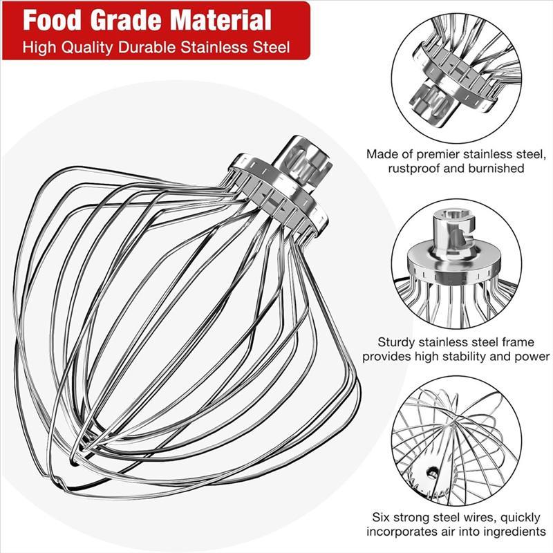 11-Wire Stainless Steel Whisk Attachment for KitchenAid 7 Quart Bowl-Lift Stand Mixer