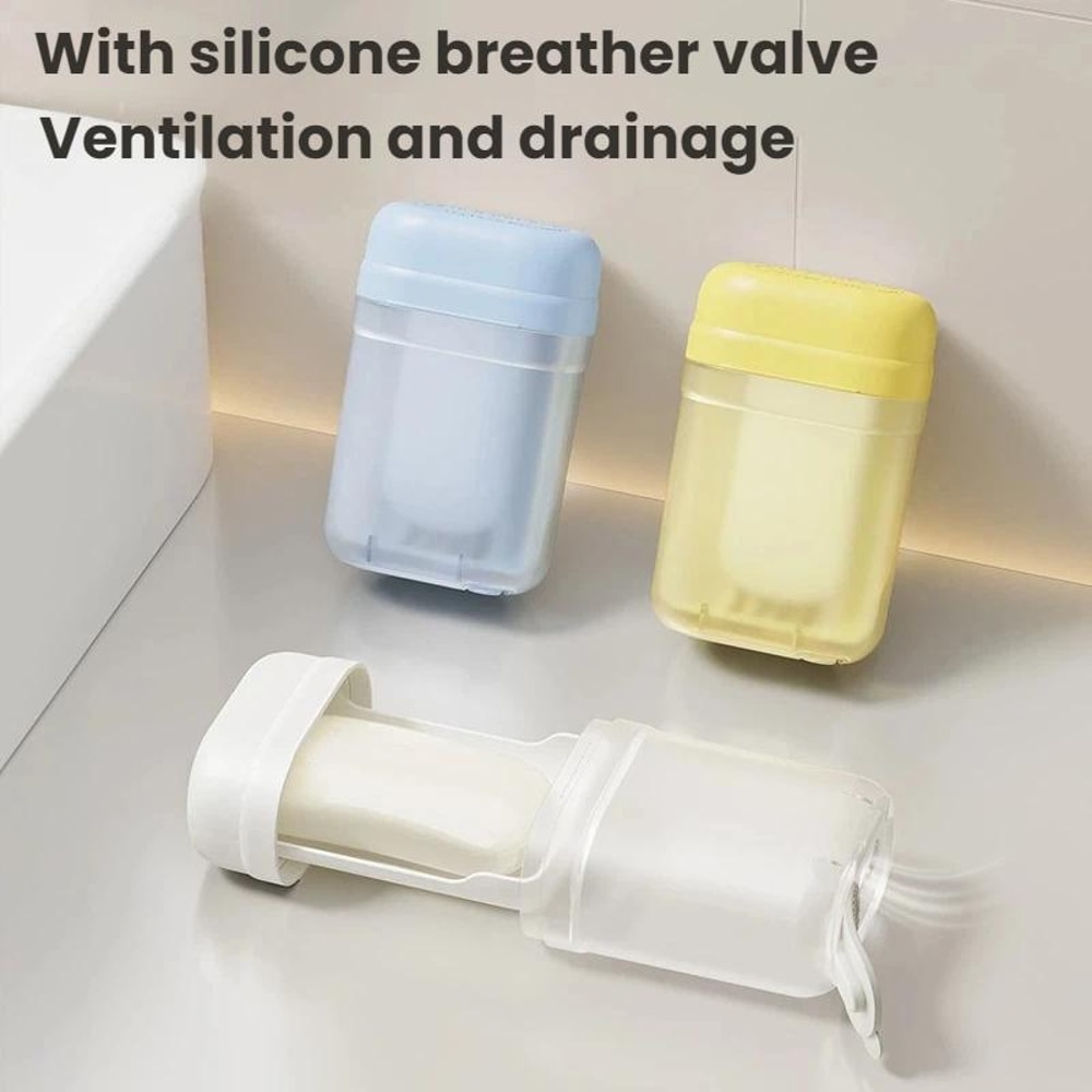 Travel Drain Soap Box with Lid 2pcs Portable Soap Container for Bathroom and Camping