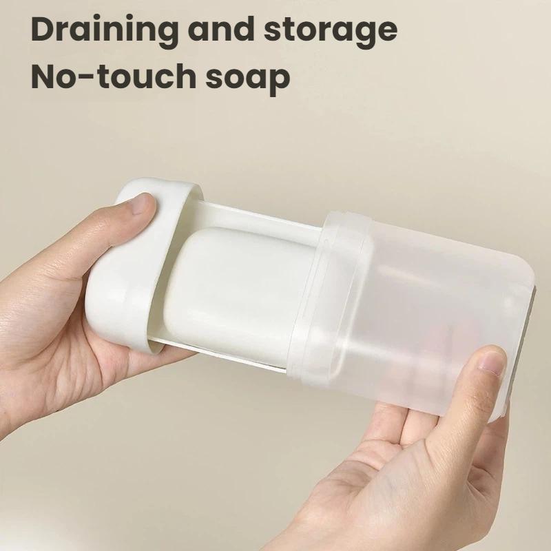 Travel Drain Soap Box with Lid 2pcs Portable Soap Container for Bathroom and Camping