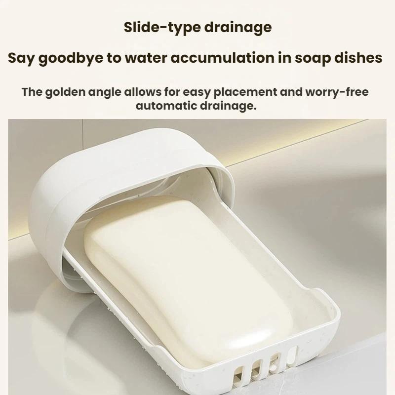 Travel Drain Soap Box with Lid 2pcs Portable Soap Container for Bathroom and Camping