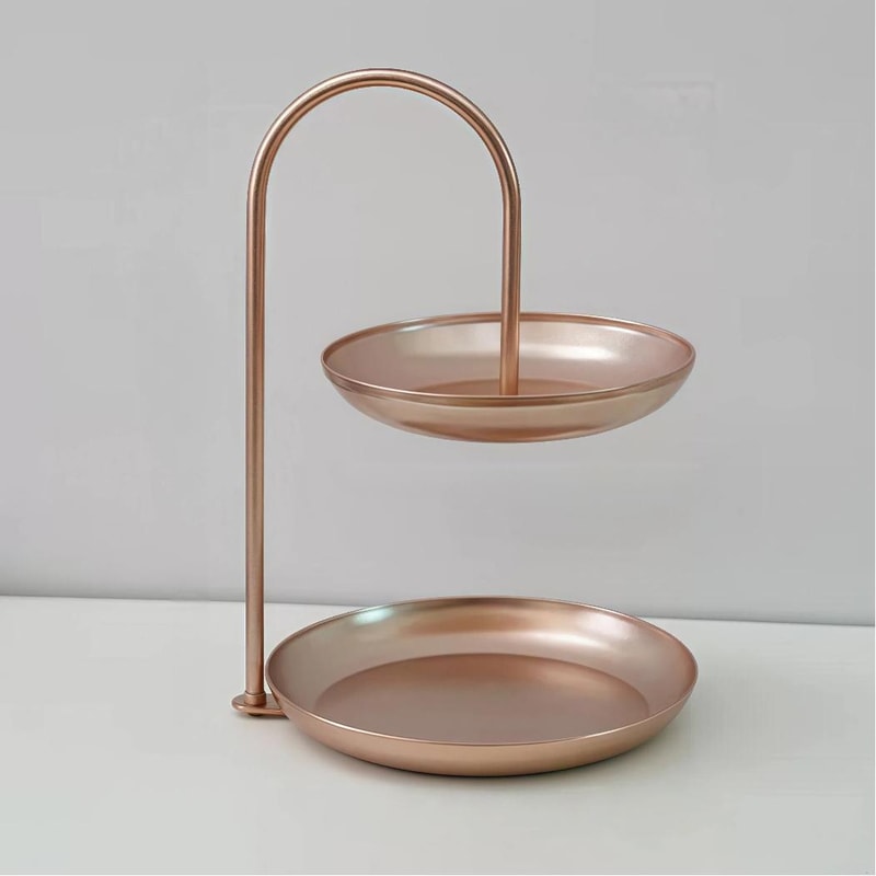 Elegant Two Tier Serving Tray Decorative Wrought Iron Dessert Stand For Home And Parties 7