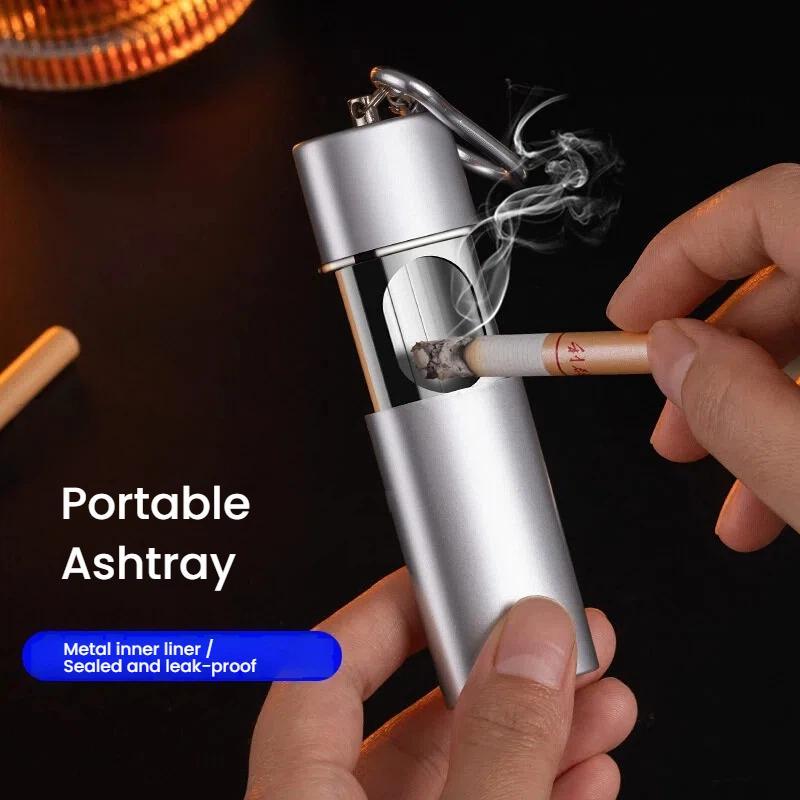 Portable Pocket Ashtray with Slide Drawer Leak-Proof Mini Metal Travel Ashtray