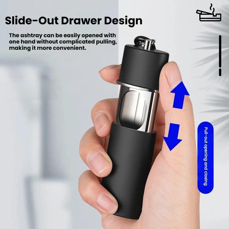 Portable Pocket Ashtray with Slide Drawer Leak-Proof Mini Metal Travel Ashtray