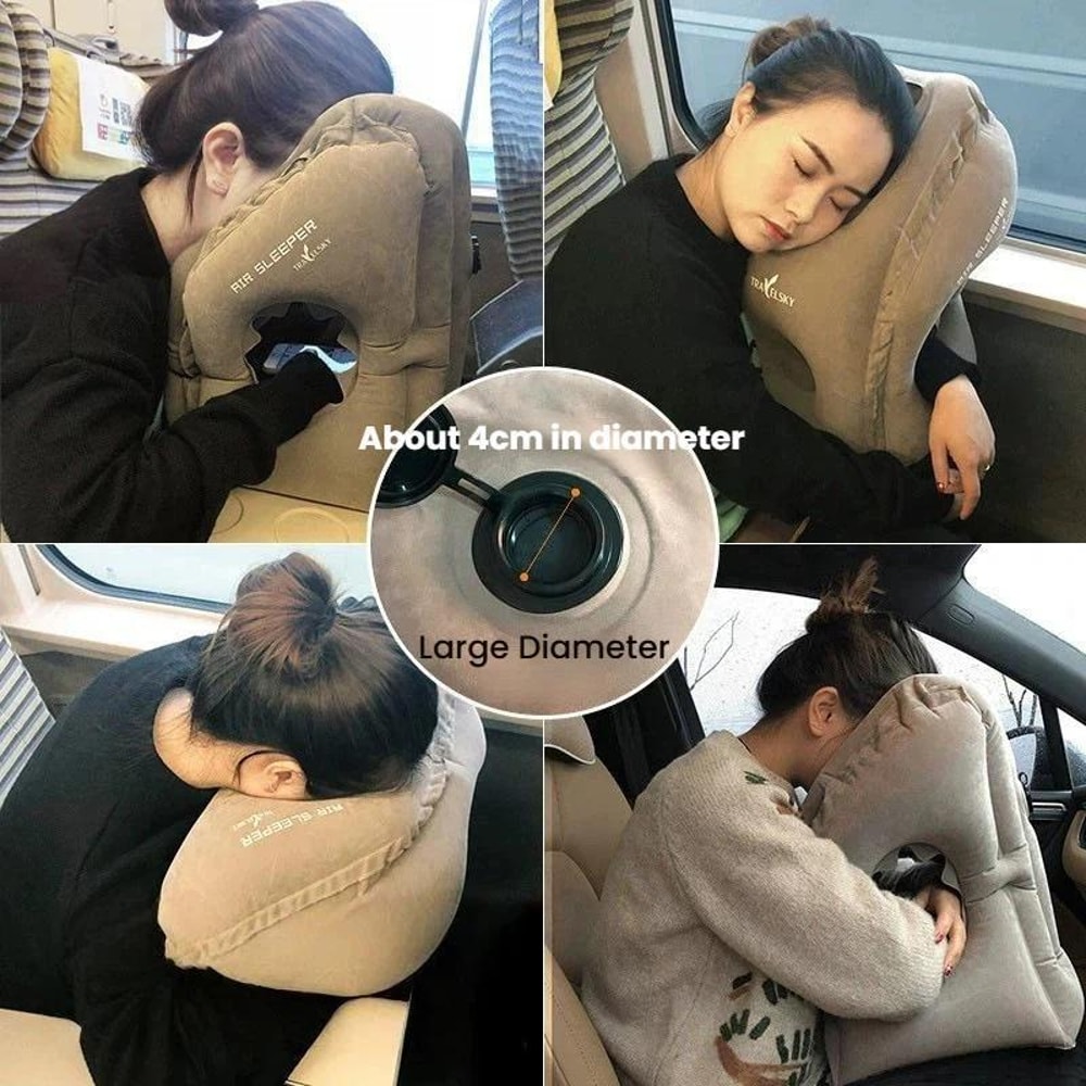 Inflatable Travel Pillow For Airplanes Office Naps Neck Support 1