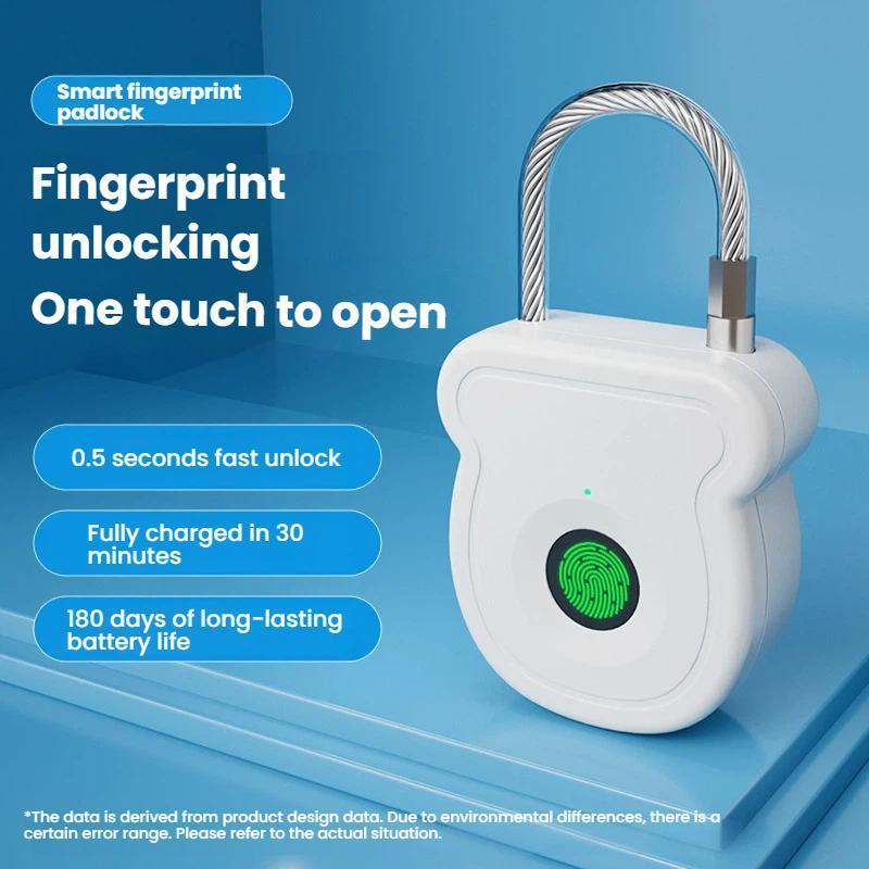 Smart Fingerprint Padlock USBC Rechargeable Travel Gym Locker Security Lock 1