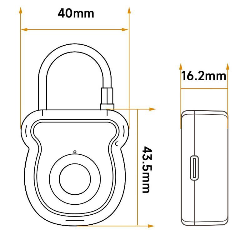 Smart Fingerprint Padlock USBC Rechargeable Travel Gym Locker Security Lock 7