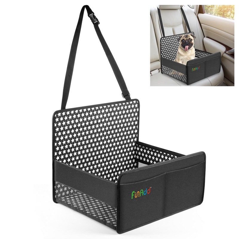 Waterproof Dog Car Seat Foldable Pet Travel Basket with Safety Leash