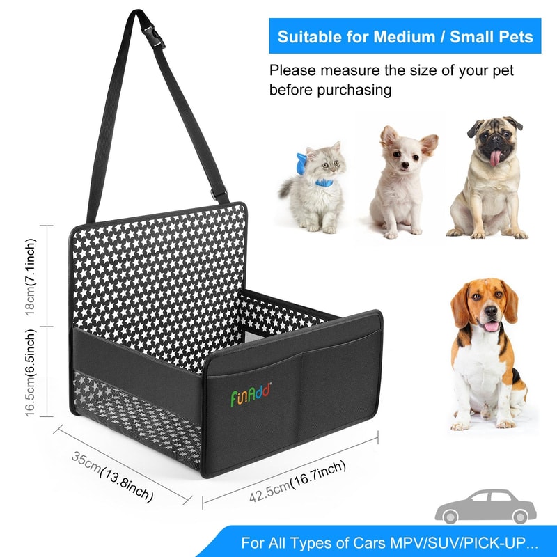 Waterproof Dog Car Seat Foldable Pet Travel Basket with Safety Leash