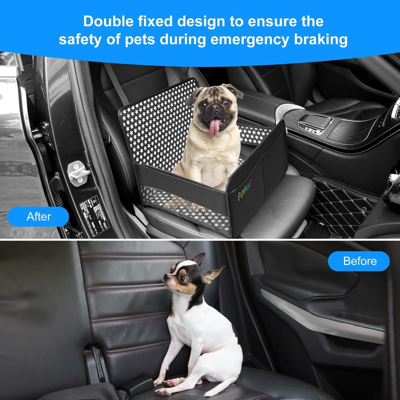 Waterproof Dog Car Seat Foldable Pet Travel Basket with Safety Leash
