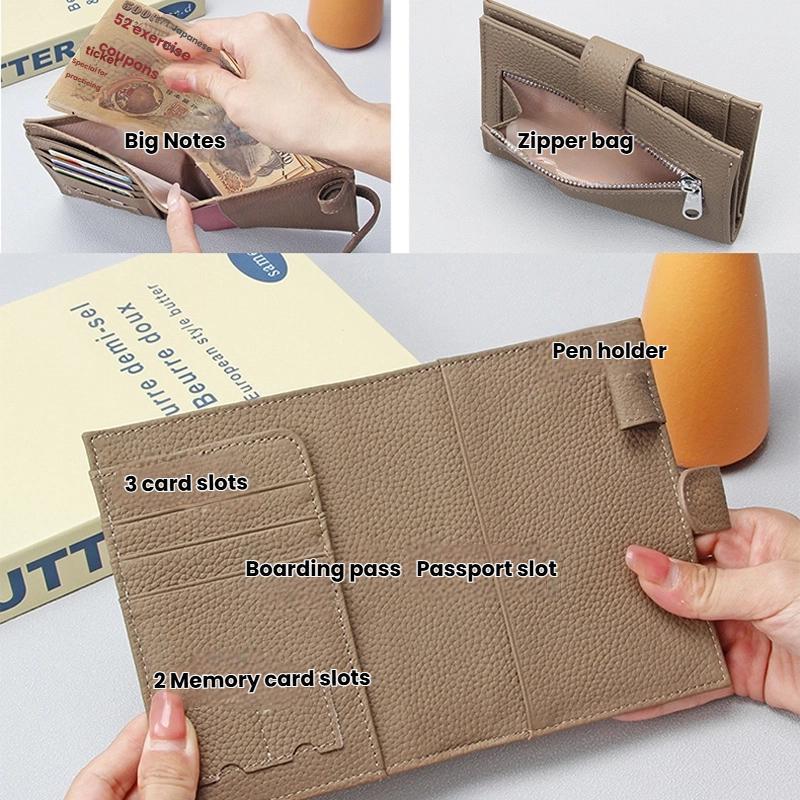 RFID Passport Holder Leather Travel Wallet With Card Slots And Zipper Pocket 2