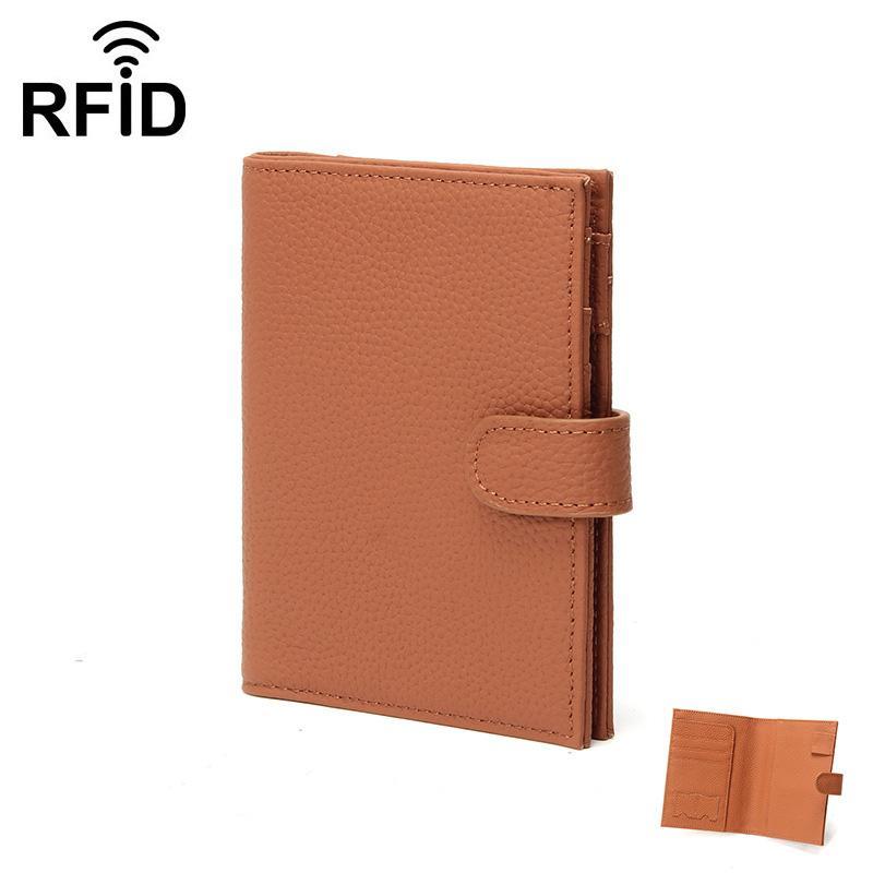RFID Passport Holder Leather Travel Wallet With Card Slots And Zipper Pocket 11