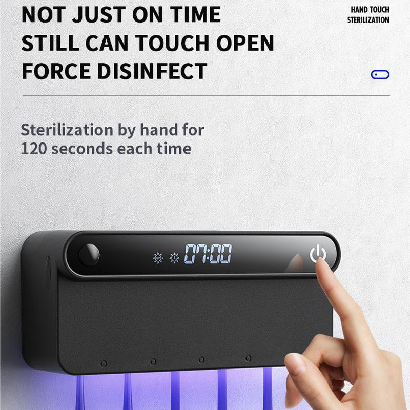Smart UV Toothbrush Sanitizer & Dryer with Motion Sensor, USB-C Charging and Wall Mount