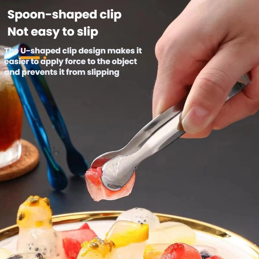 Premium Stainless Steel Ice Tongs Mini Sugar Cube Serving Clip for Tea, Coffee & Bar Use