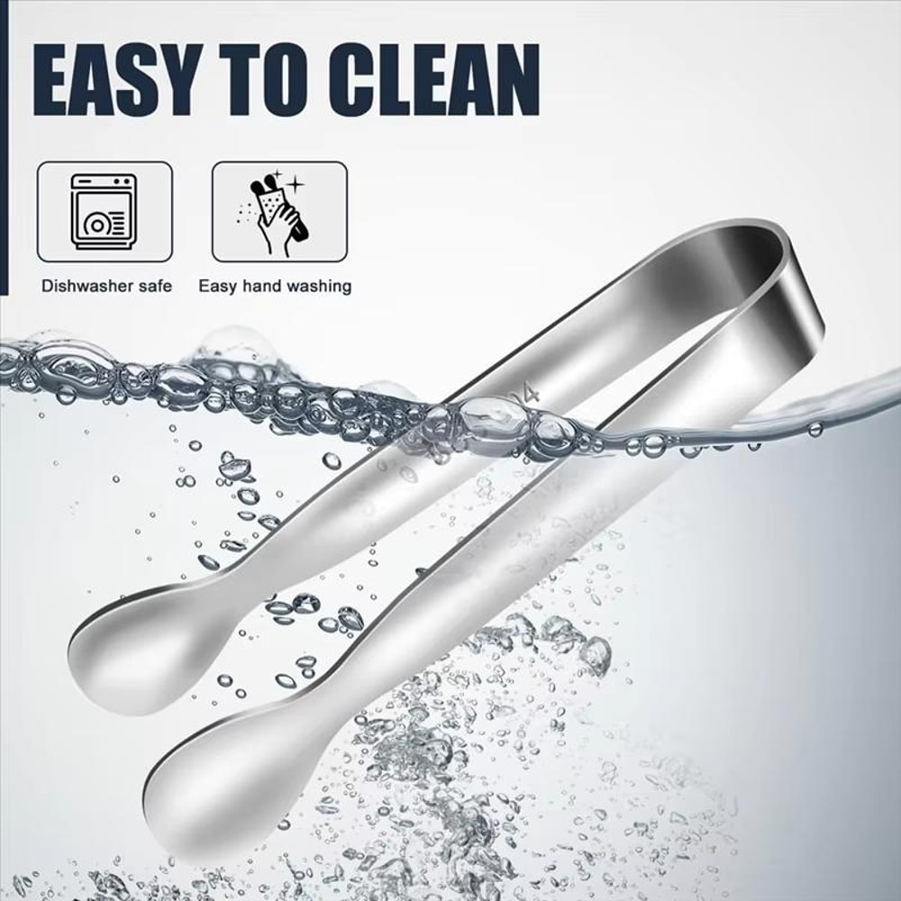 Premium Stainless Steel Ice Tongs Mini Sugar Cube Serving Clip for Tea, Coffee & Bar Use