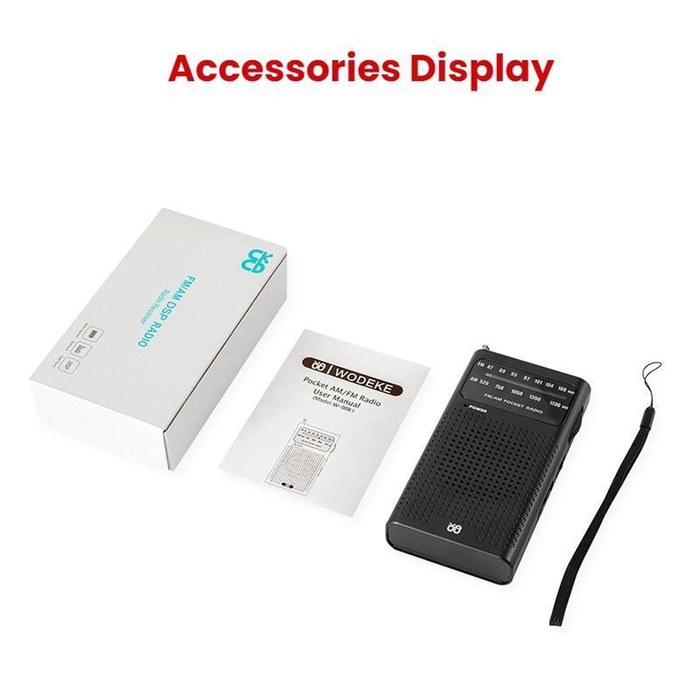 Portable AM FM Radio Pocket Receiver with Built-In Speaker and Headphone Jack