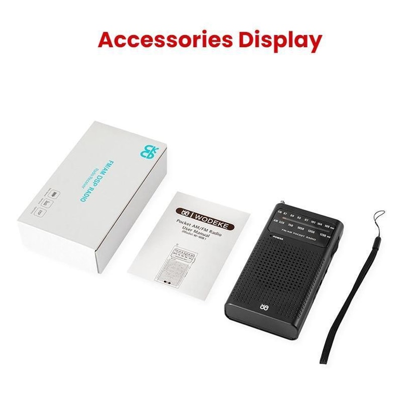 Portable AM FM Radio Pocket Receiver with Built-In Speaker and Headphone Jack
