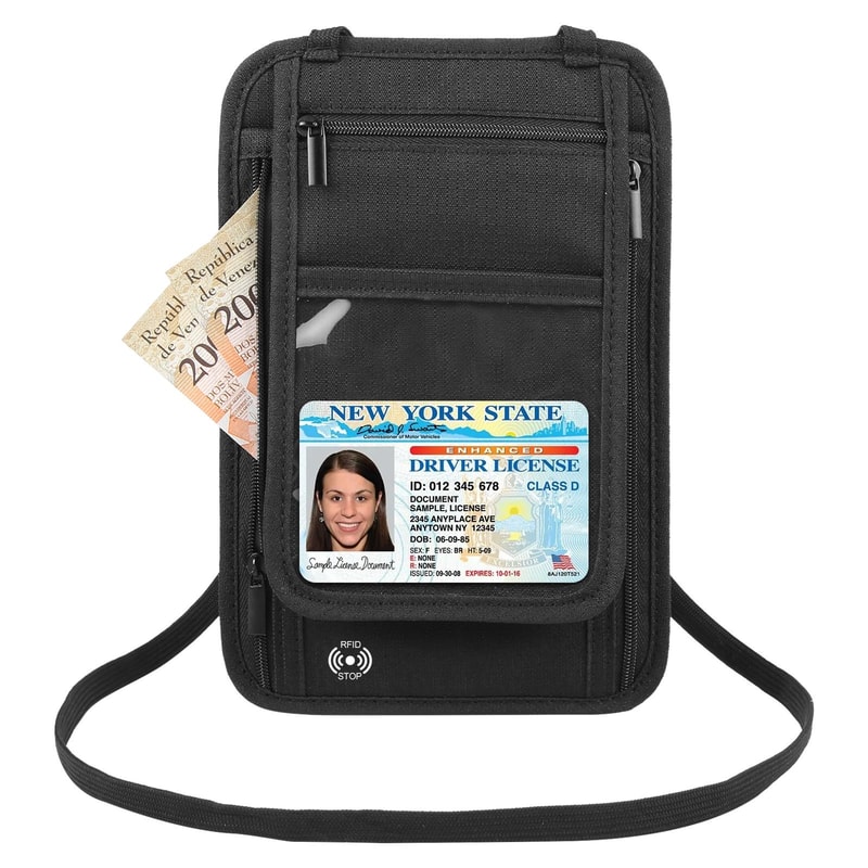RFID Travel Neck Wallet Passport Holder With Hidden Document Organizer 1