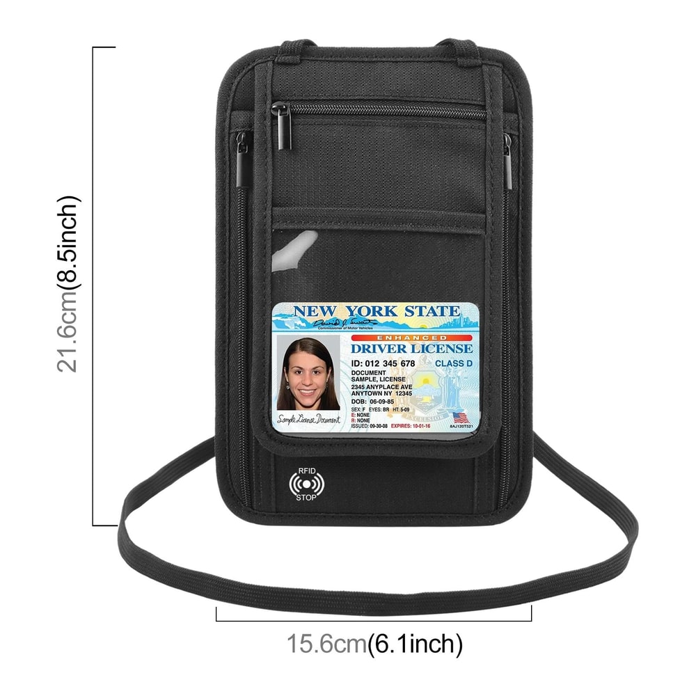 RFID Travel Neck Wallet Passport Holder With Hidden Document Organizer 2