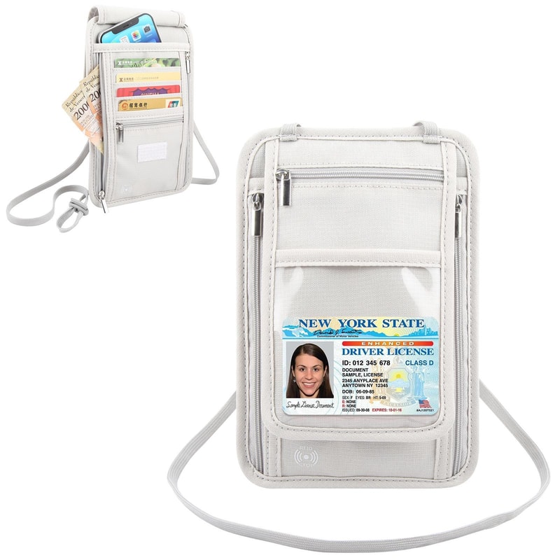 RFID Travel Neck Wallet Passport Holder With Hidden Document Organizer 9