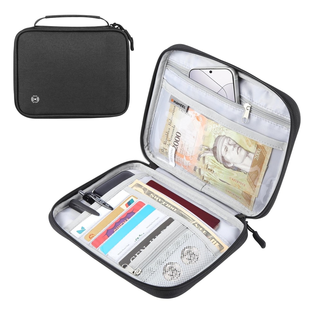 RFID Travel Neck Wallet Passport Holder With Hidden Document Organizer 10