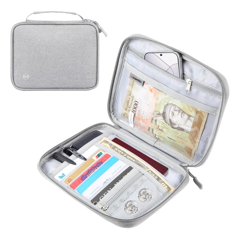 RFID Travel Neck Wallet Passport Holder With Hidden Document Organizer 11
